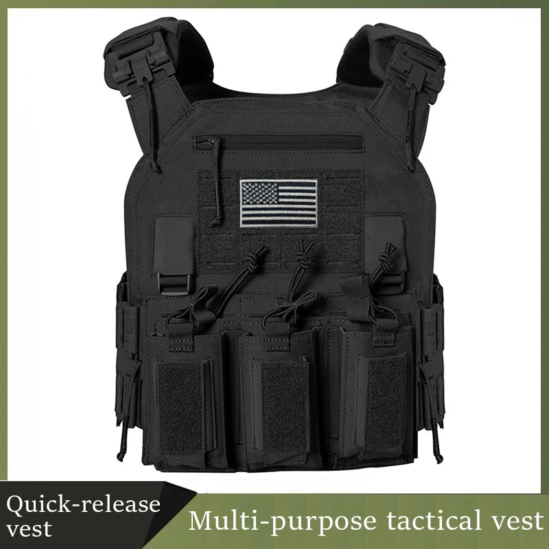 Wear-resistant Quick-Release Laser-Cut MOLLE System Outdoor Hunting Training Tactical Vest Made of Nylon Material