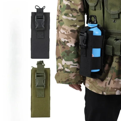 1Pc Tactical Water Bottle Bag Molle Nylon Kettle Pouch Waist Pouch for Outdoor Hunting Hiking Cycling Khaki Green Black