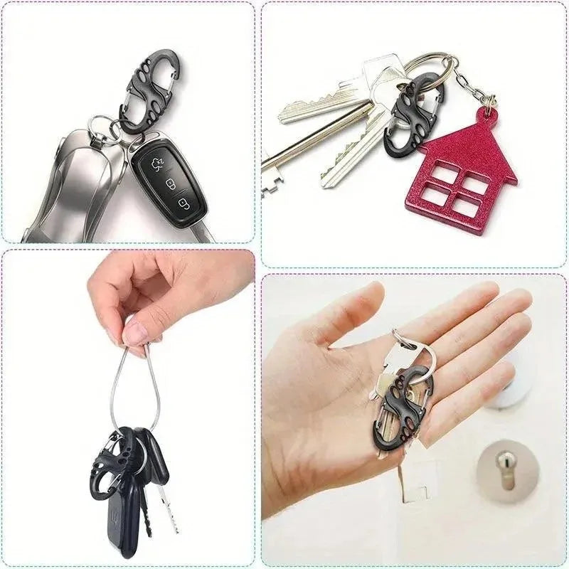 20PCS S Type Carabiner Dual Buckle Portable Outdoor Climbing Hook Mini Keychain Plastic Steel Camping Hook
