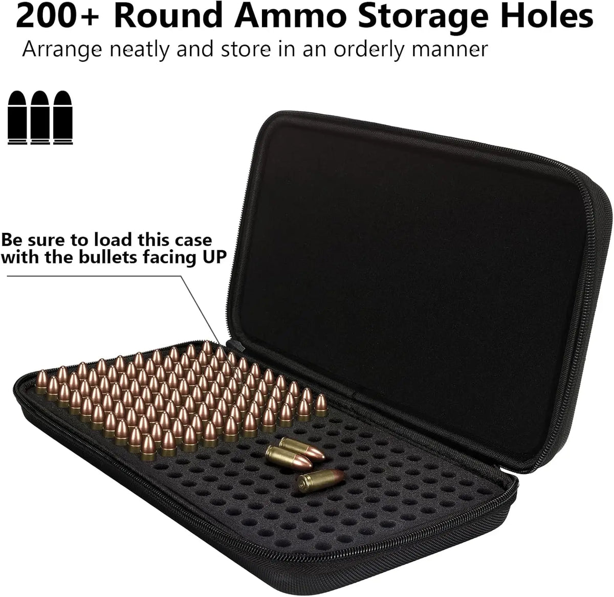 9mm Ammo Pouch 200 Rounds Ammunition Holder Organizer Pistol Cartridges Storage Case Portable Bullet Box for 380 ACP/40 S&W