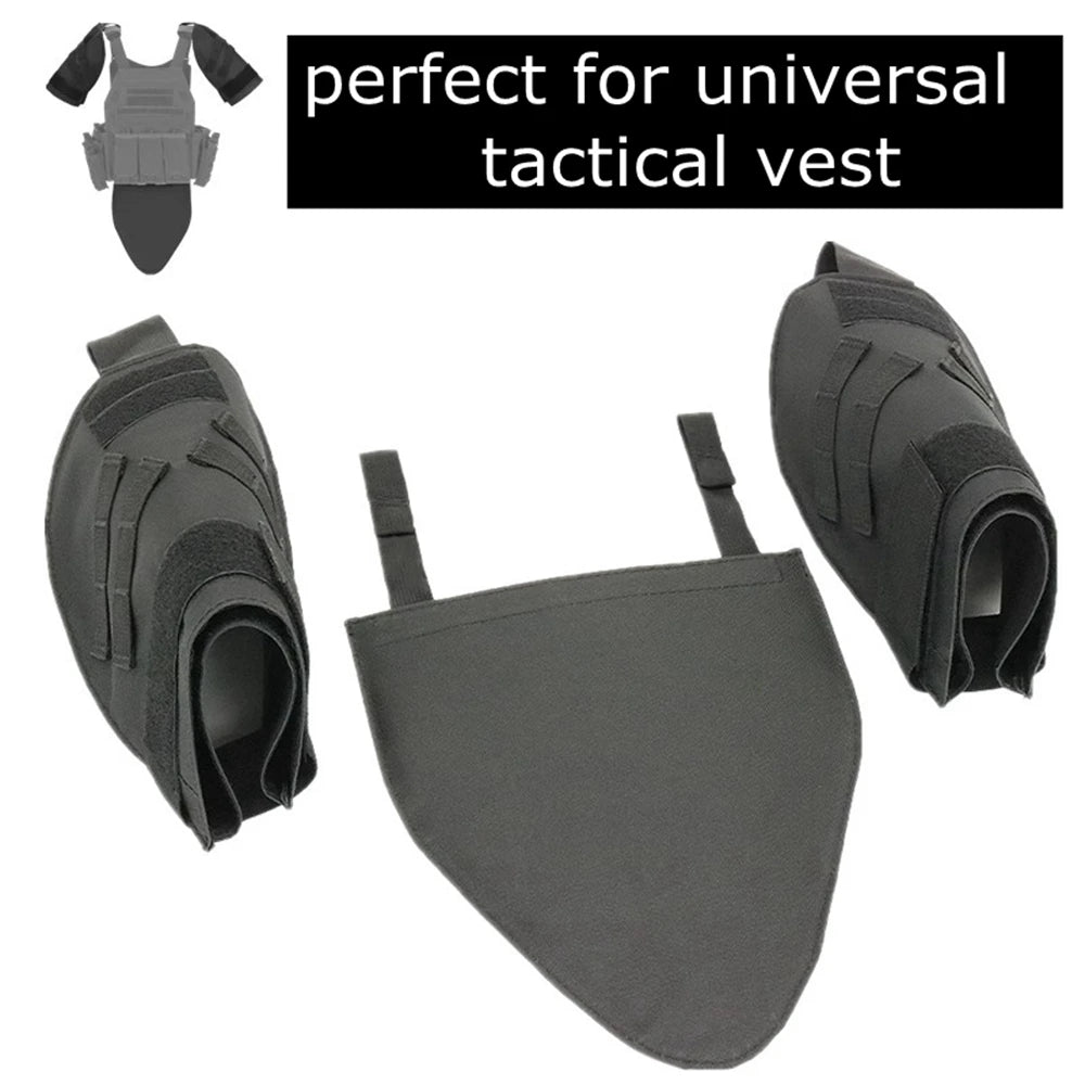 Tactical Equipment Guards Outdoor Training Protective Gear 2x MOLLE Shoulder Pads + 1x Crotch Pad with Hook & Loop Fastener
