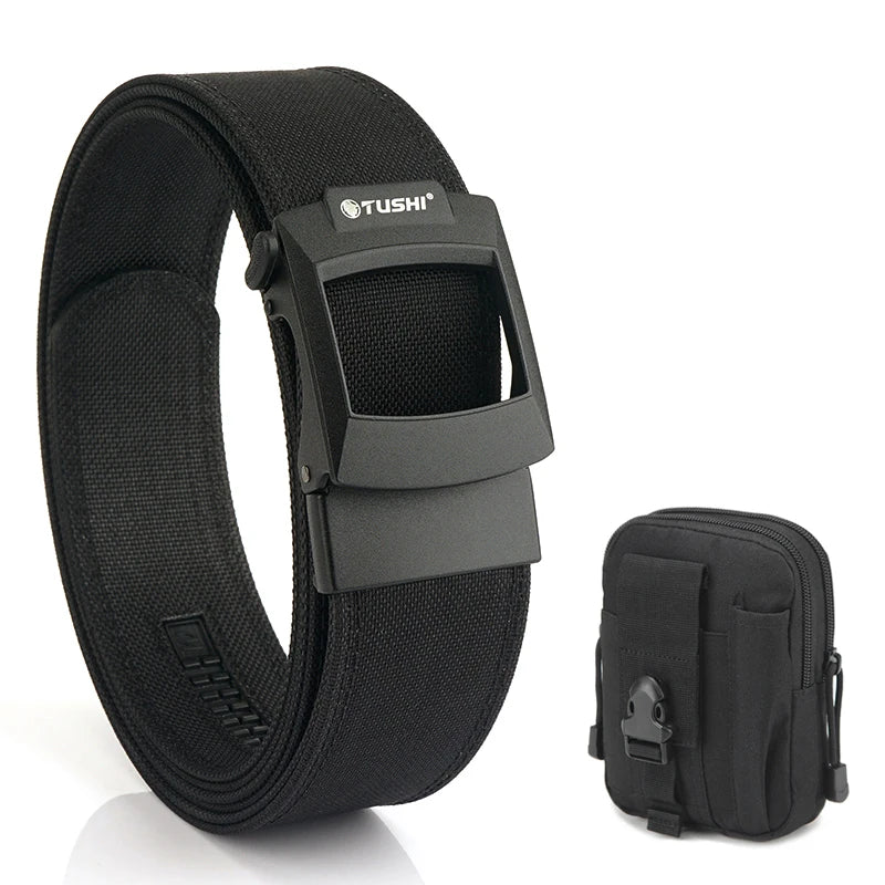HSSEE 4.3cm Military Tactical Belt for Men Metal Automatic Buckle Thick Nylon Outdoor Hunting IPSC Gun Belt Casual Girdle Male