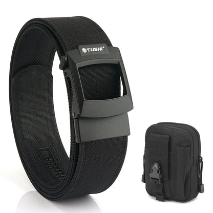 HSSEE 4.3cm Military Tactical Belt for Men Metal Automatic Buckle Thick Nylon Outdoor Hunting IPSC Gun Belt Casual Girdle Male