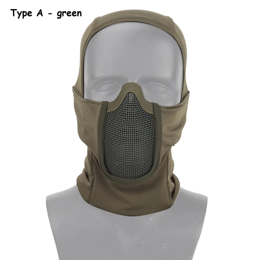 Outdoor Hunting Face Mask Steel Mesh Breathable Tactical CS Airsoft Shooting Balaclava Headwear Headscarf Motorcycle Headgear