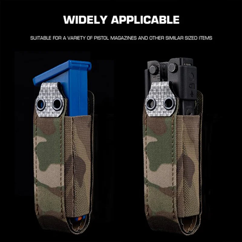 Elastic Pistol Mag Pouch 9MM Elastic 9mm Pistol Magazine Pouch Quick Access MOLLE Panel Airsoft Sidearm Organizer