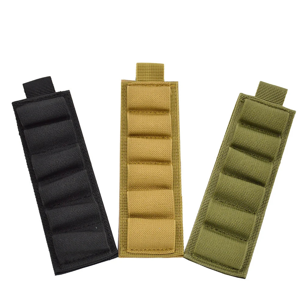 Tactical Outdoor 6 Round Shotgun Shell Holder Ammunition Pistol Bullet Reload Holder with Adhesive Backing Sticker For 12 Gauge