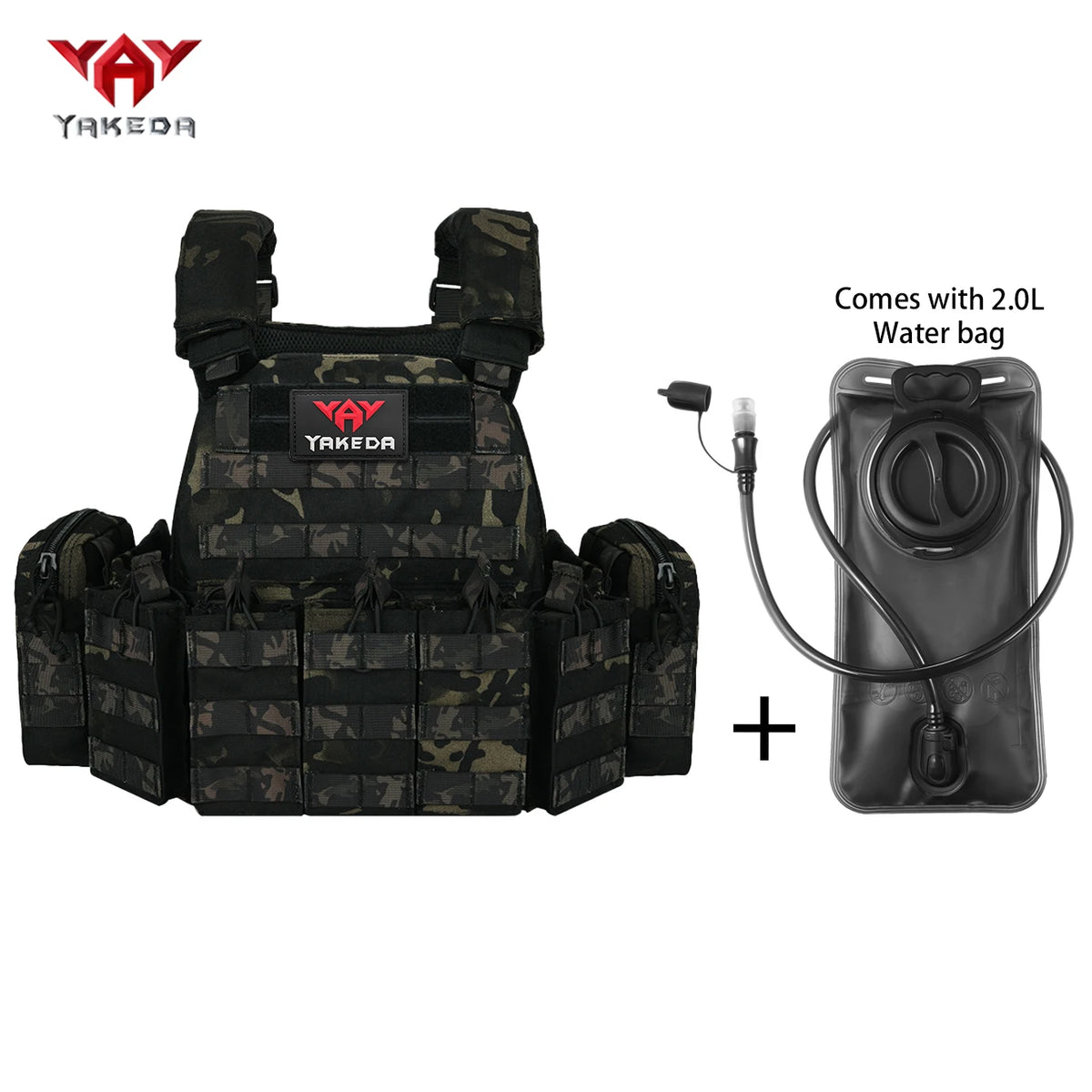 YAKEDAMOLLE Modular Hunting Tank Top, Comes with 2L Soft Water Bag, Adjustable Shoulder Strap with Multiple Device Bags