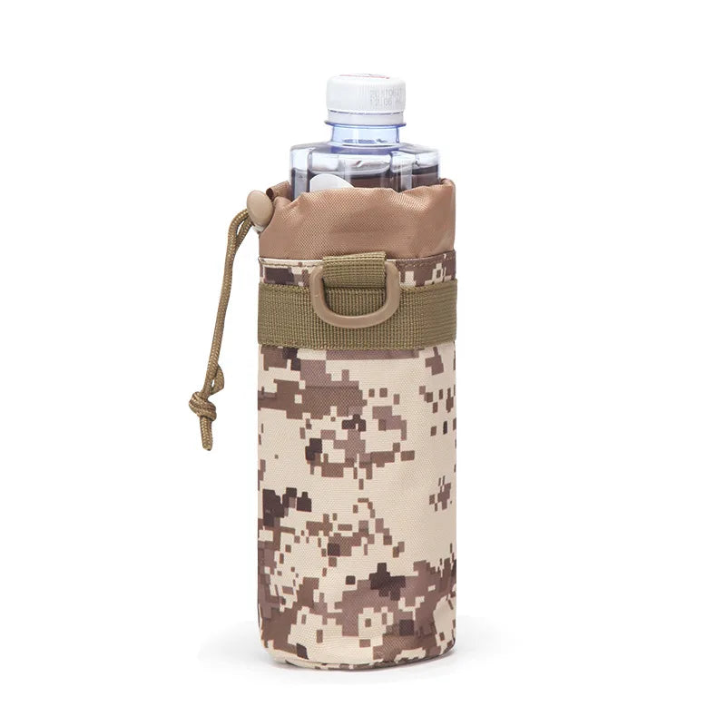 Hunting Water Bottle Pouch Outdoor Molle Kettle Pouch Holder Camping Hiking Cycling Bottle Bag Drawstring Multifunction Bottle P