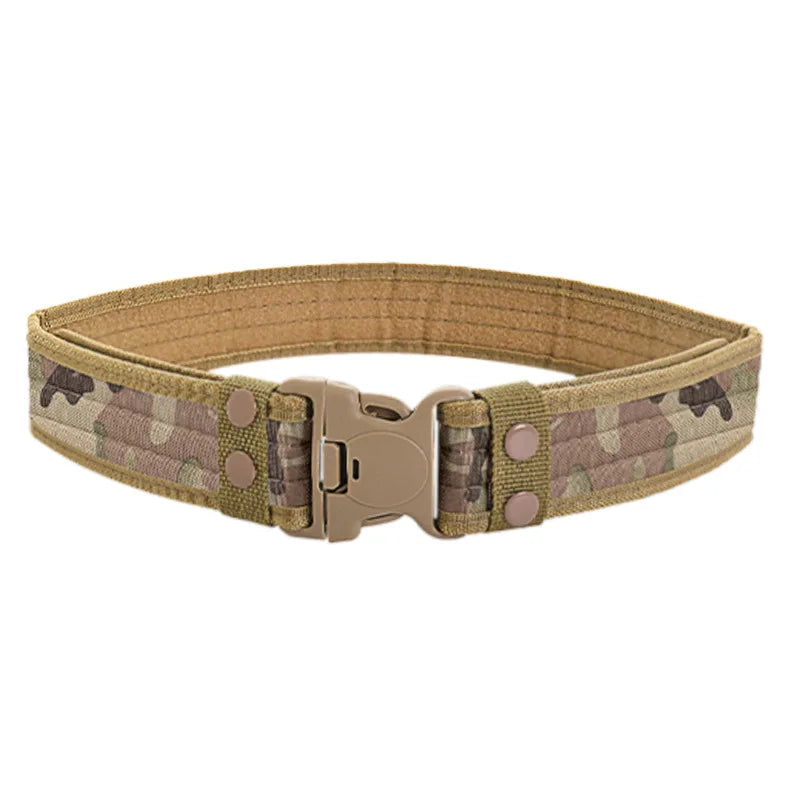 New Style Men's Quick-Release Tactical Belt - Outdoor Camouflage Nylon Wide Waist Belt for Mountaineering, Hiking, Work, Fishing