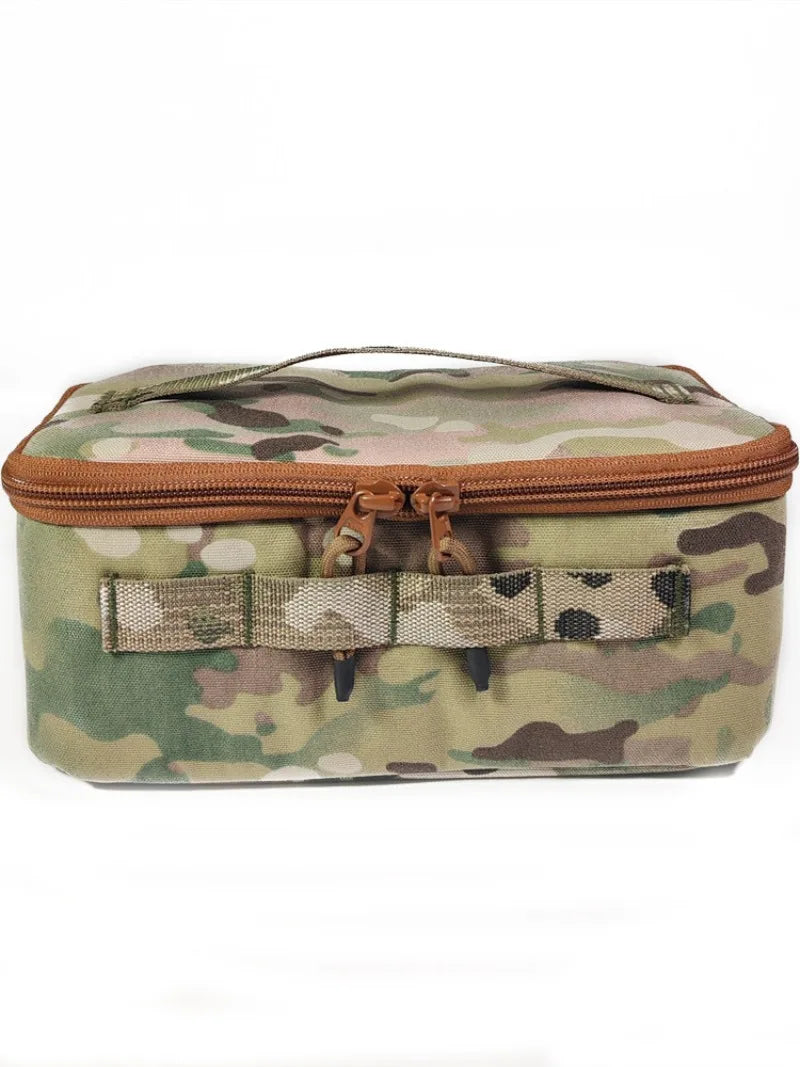 Tactical Outdoor Gas Canister Tool Storage Bag, Portable Hand‑carry Camping Cookware Organizer with Inner for Outdoor Camping