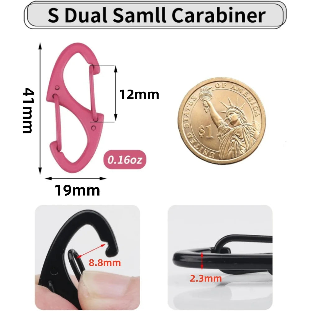 20PCS Mini Double Sided Carabiner Clips Small Zinc Alloy Keychain Clasp Snap Hooks EDC for Outdoor Camping Hiking