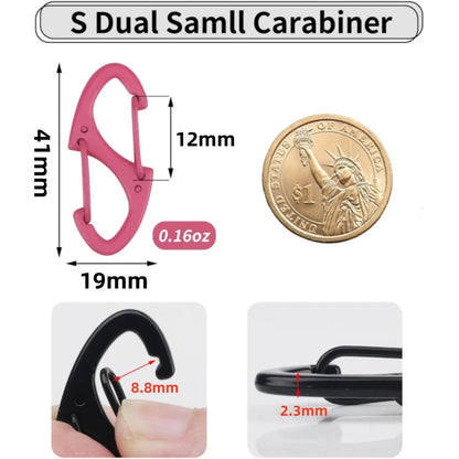 20PCS Mini Double Sided Carabiner Clips Small Zinc Alloy Keychain Clasp Snap Hooks EDC for Outdoor Camping Hiking
