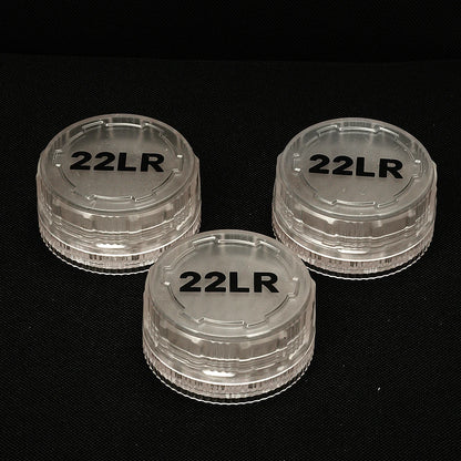55-round ammo capacity; suitable for .22LR cartridges; portable pocket ammo storage box; translucent plastic material