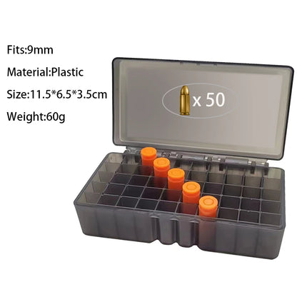 Hunting Bullets Box 7.62x39/.223/9mm 50 Rounds Ammunition Case for Cartridges Storage Ammo Holder Outdoor Shooting Accessories
