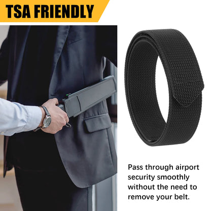 KRYDEX Tactical Buckleless 1.5" Duty Belt, No-Scratch Nylon Belt with Hook & Loop Closure for Work Travel Mechanic Driver
