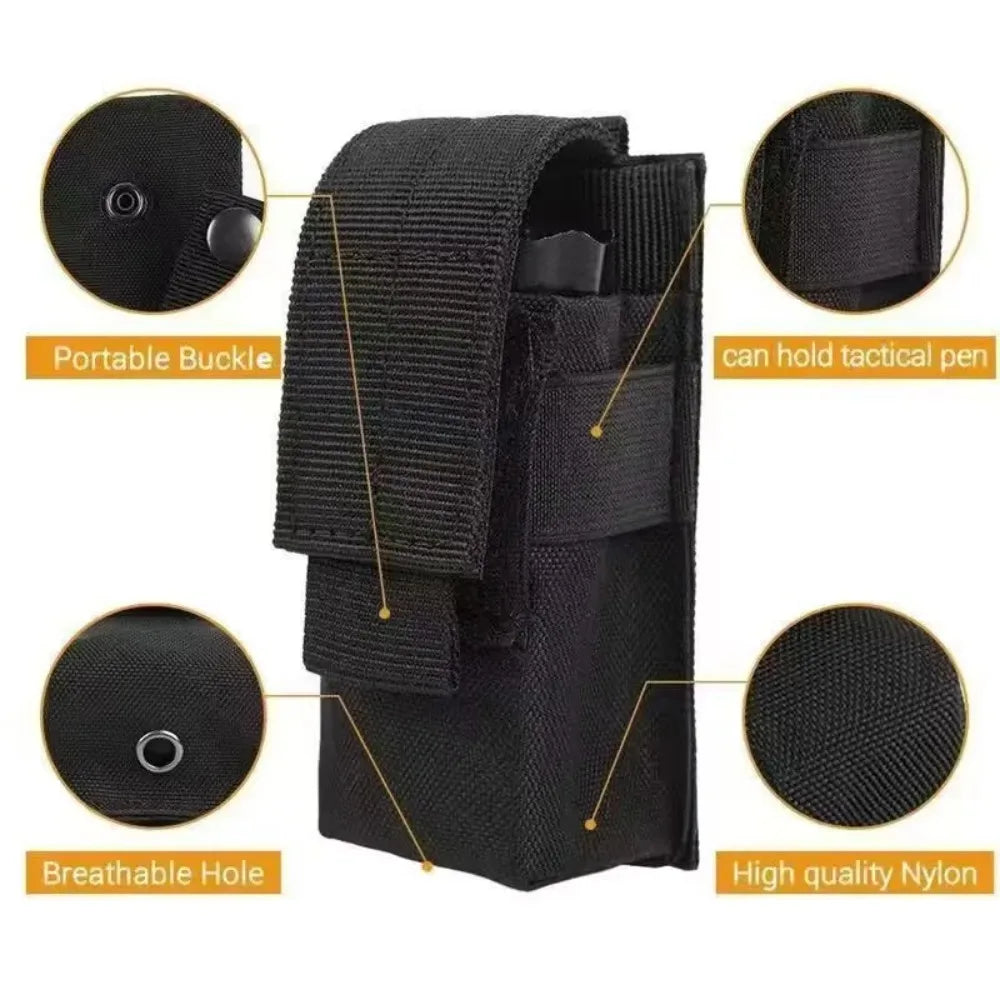 Tactical Molle EDC Pouch - Multi-Purpose 9mm Tool/Flashlight Holster for Outdoor Hunting Camping