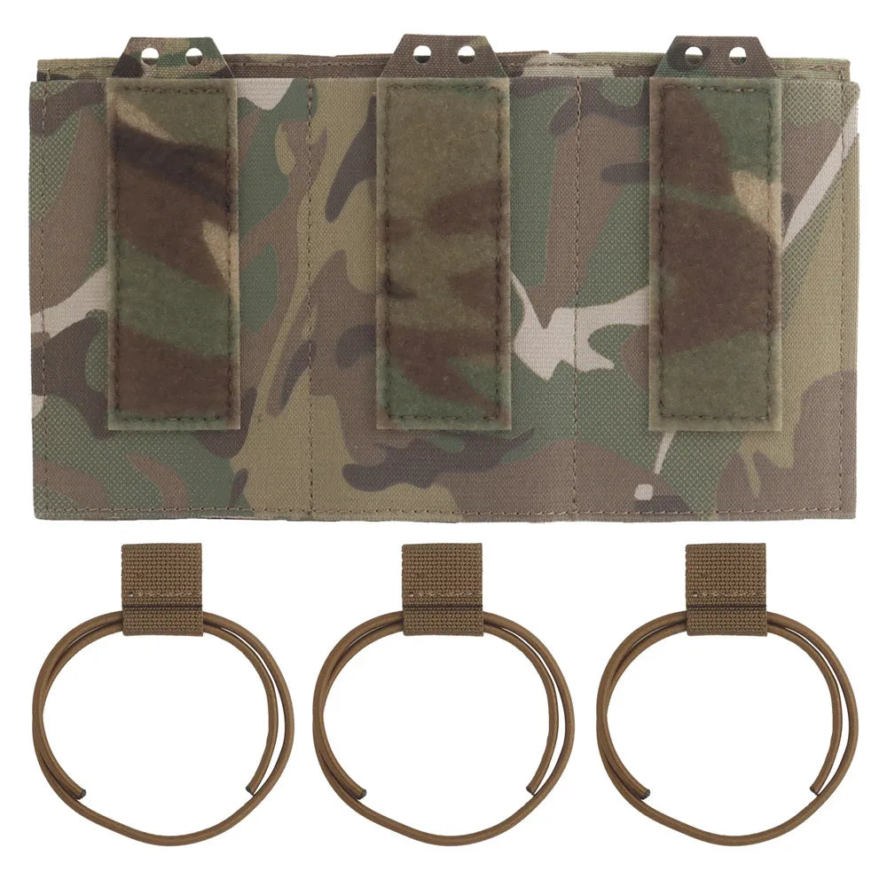 SP Elastic Single Triple Molle Mag Holster Compatible with AR 5.56 Magazine Vest Airsoft Front Panel Expansion Second Layer Bag