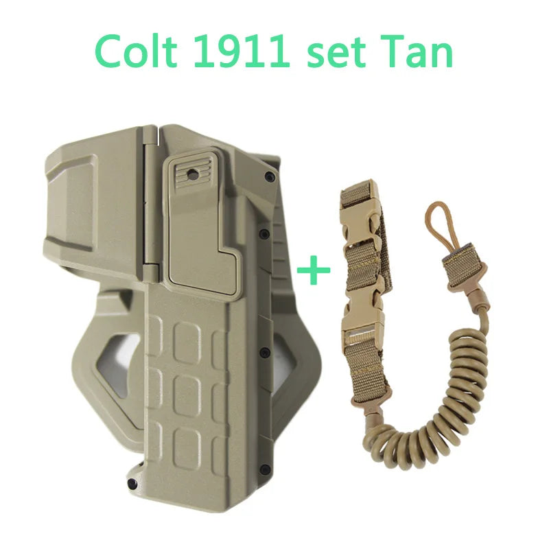 Movable Gun Holsters for Colt 1911 GlockG 17 18 Airsoft Pistol Gun Holster Fit Flashlight or Laser Mounted Right Hand with Sling