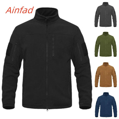 Hunting Autumn Winter Men's Stand Collar Fleece Coat Jacket Thermal Mid-Rise Jacket