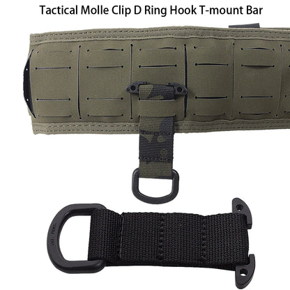 Tactical Molle Clip D Ring Hook T-mount Bar Hanging Belt Hunting Vest Plastic Carabiner Glove Clip Key Holder Battle Accessories