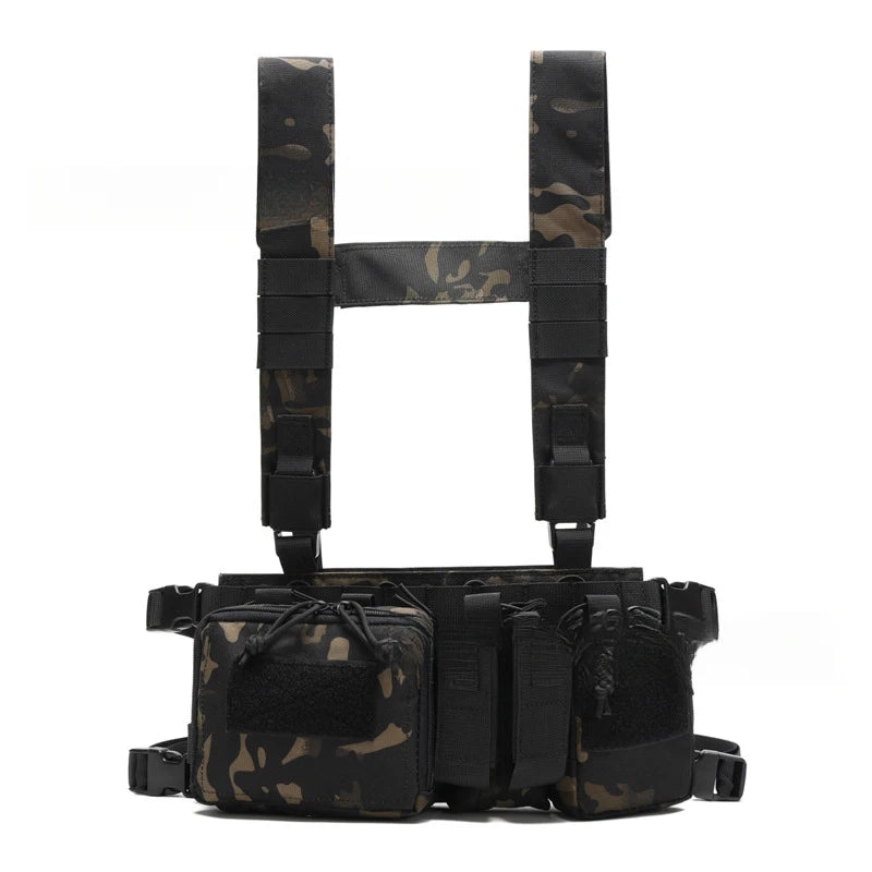Tactical Chest Rig MOLLE Camo Vest, Adjustable Multi-Function Harness, Outdoor Wargame Training Camouflage Vest