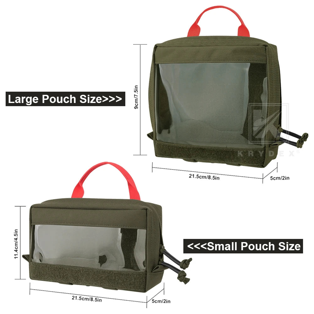 KRYDEX Tactical Clear Top Insert Pouch Large/Small Bag for D3 Backpack Organizer Camping Travel Survival Medical Storage Bag