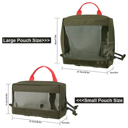 KRYDEX Tactical Clear Top Insert Pouch Large/Small Bag for D3 Backpack Organizer Camping Travel Survival Medical Storage Bag
