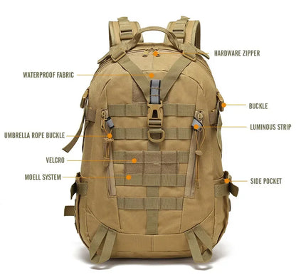 Camping Backpack Men's Bag Travel Bags Tactical Molle Climbing Rucksack Hiking Outdoor Reflective Shoulder Fishing Laptop Bag