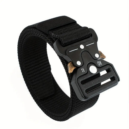 120cm Tactical Nylon Belt with Metal Buckle, Men's Training Accessory, Durable Waistband for Outdoor Activities, Essential Gear