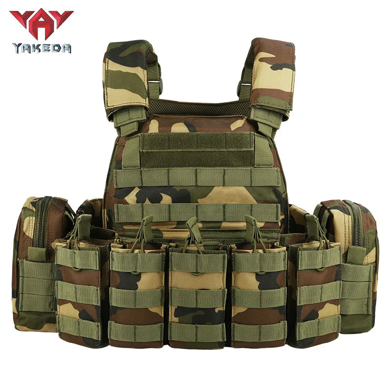YAKEDA 1000D Nylon Tactical Vest Outdoor Hunting Protective Adjustable Multifunction Molle Vest for Airsoft Combat Equipment