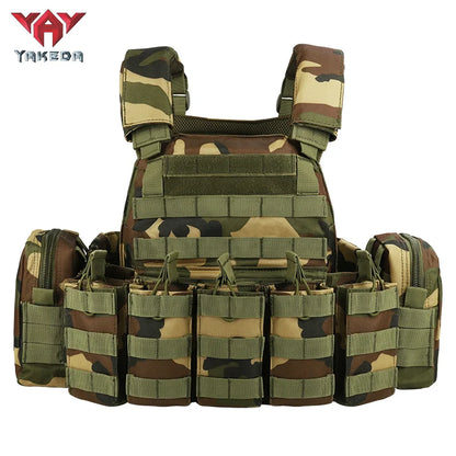 YAKEDA 1000D Nylon Tactical Vest Outdoor Hunting Protective Adjustable Multifunction Molle Vest for Airsoft Combat Equipment