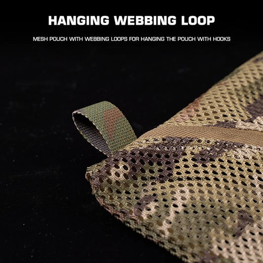 Tactical Style Mesh Storage Pouch, Breathable Quick-Dry Organizer for Camping, Travel & Outdoor Gear (16 X 16 in)