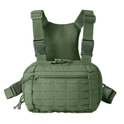 Tactical Chest Pack with Gun Holster EDC Chest Bag Utility Molle Chest Rig Pouch with Compartment Adjustable Strap Outdoor Bag