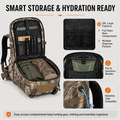 Hot Sale 30L Hunting Bag Waterproof High Quality Camo Camping Hunting Backpack