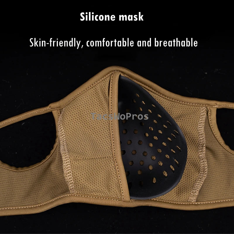 Tactical Shooting Mask with Silicone Outdoor Breathable Elastic Soft Masks Riding Hiking Hunting Sports Half Face Mask M/L Size