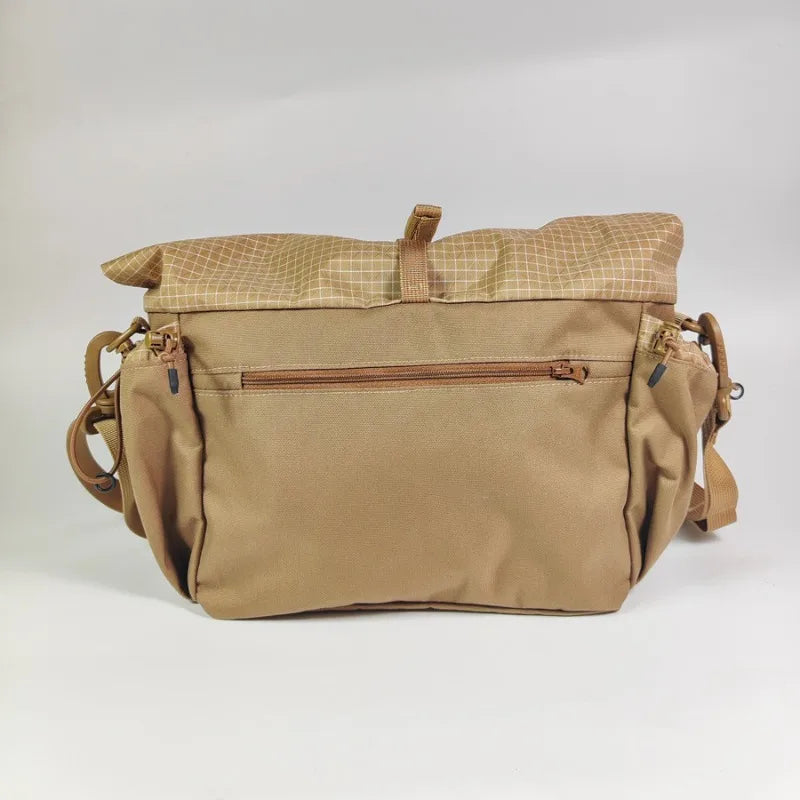 Outdoor Roll‑Top Messenger Sling Bag 500D Nylon Dyneema Blended Fabric Water Resistant Multi‑Pocket Pack Camping Hiking Travel
