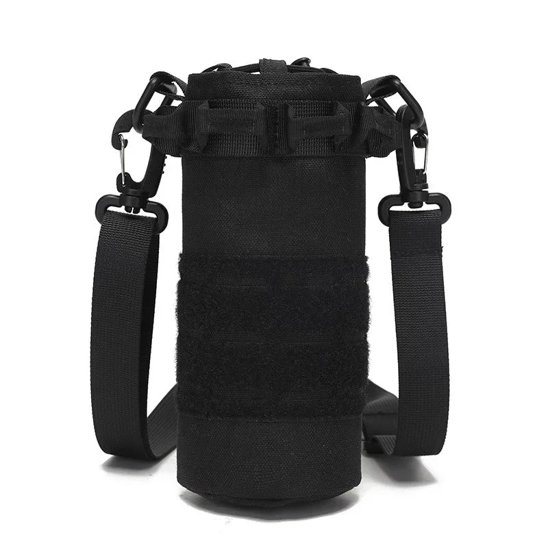 Tactical Molle Water Bottle Pouch Bag with Rawstring Open Top Shoulder Strap Camping Hiking Water Bottle Pouch Hydration Carrier