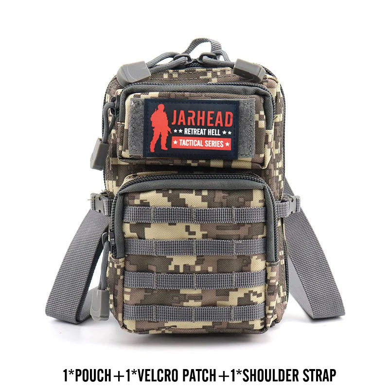 Tactical MOLLE EDC Pouch Utility Mini Crossbody Shoulder Bag with Adjustable Strap for Outdoor Camping Hiking Hunting Waist Pack