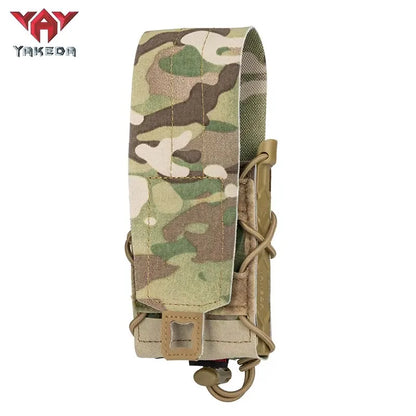 Yakeda Nylon Tactical Single Quick Elastic Mag Pouch Molle Magazine Holder Tactical Plate Carrier Quick-draw Shooting Mag Pouch