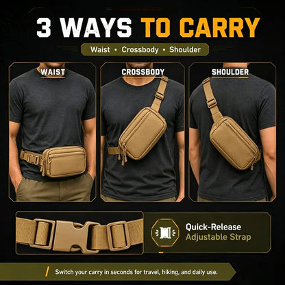 Tactical Waist Fanny Pack Concealed Carry Pistol Gun Bag Anti-Theft Hidden Gun Hip Bag Crossbody EDC Tool Bag for Hunting Hiking