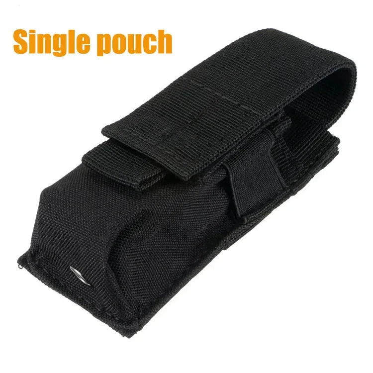 9mm Pistol Magazine Pouch Tactical Double Molle Belt Dual Mag Bag Flashlight Holder Attachment Package Gun Hunting Accessories