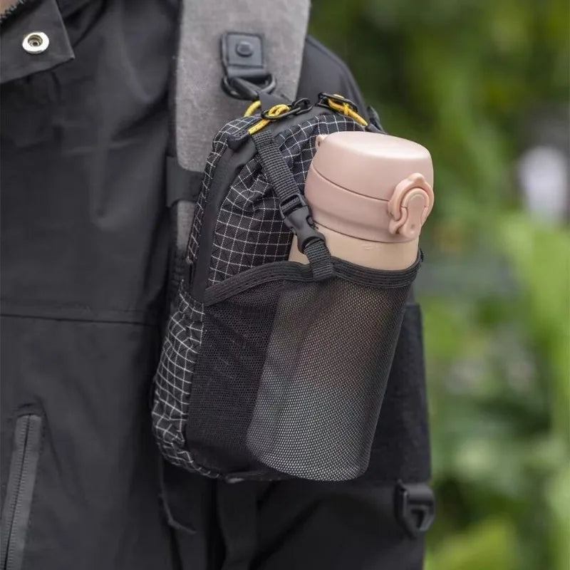 Tactical Backpack Shoulder Strap Pouch Ultra-Light Waterproof Molle Phone Bag Water Bottle Holder Pocket Outdoor Hiking Gear