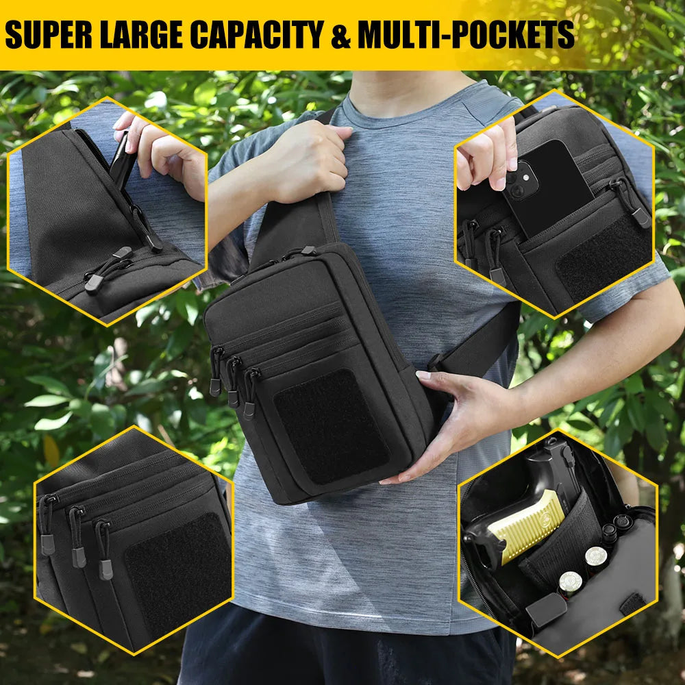Tactical Pistol Gun Bag Concealed Carry Gun Holster Handgun Storage Chest Bag EDC Tool Bag Pistol Gun Shoulder Sling Bag