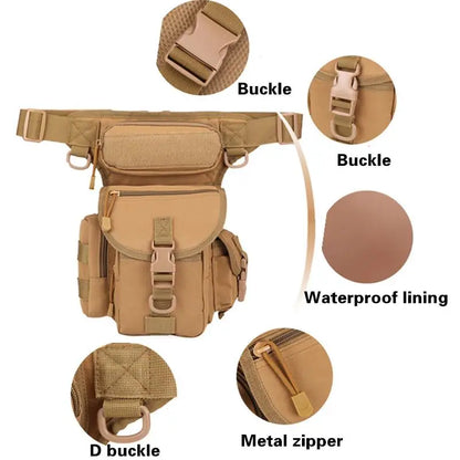 Men's Tactical Drop Leg Bag Multifunctional Waist Pack Adjustable Thigh Belt Hiking  Sports Cycling Waterproof Nylon Camping Bag