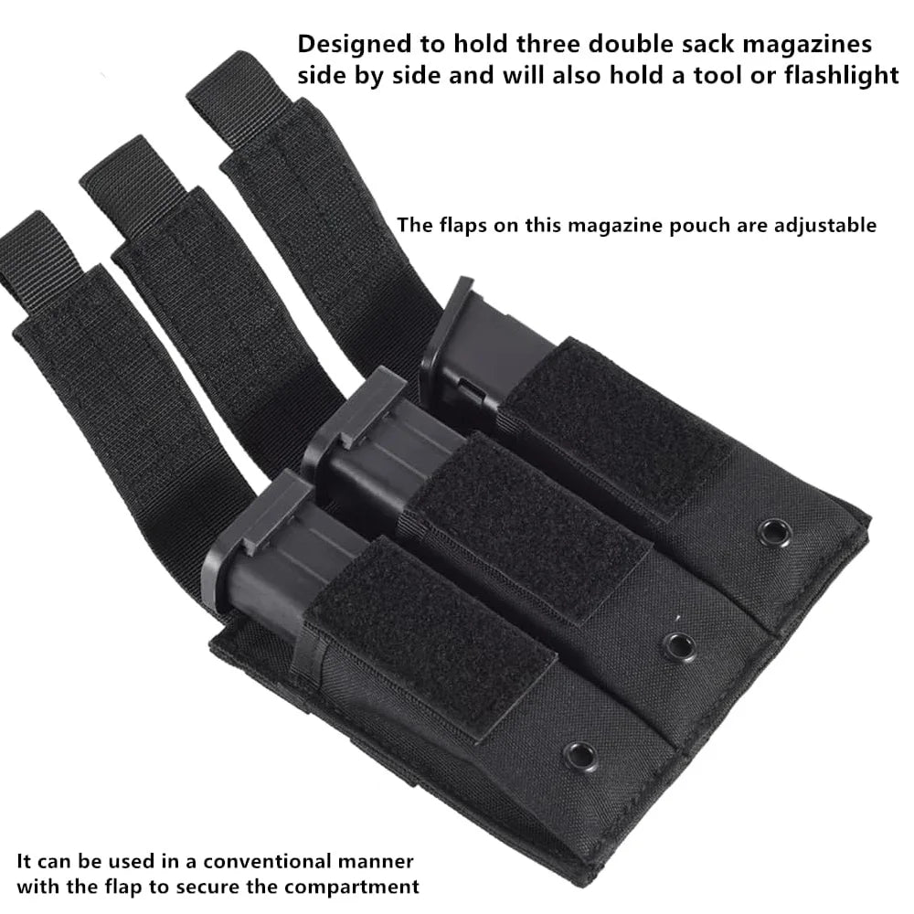9mm Magazine Pouch Single Double Mag Bag Outdoor Molle Open-Top Magazine Pouch for M1911 92F Torch Bag Triple Bag