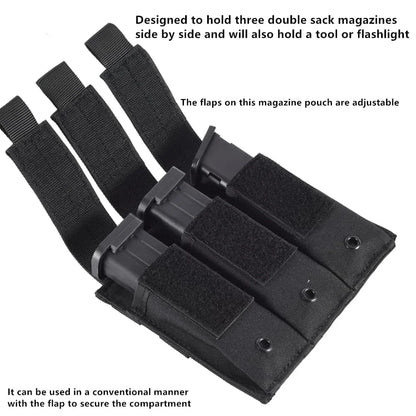 9mm Magazine Pouch Single Double Mag Bag Outdoor Molle Open-Top Magazine Pouch for M1911 92F Torch Bag Triple Bag