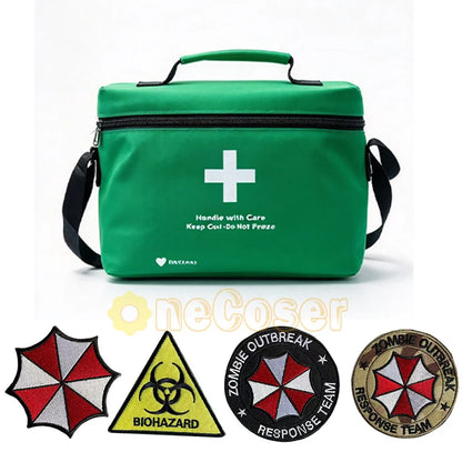 Resident Evil Company First Aid Kit with Embroidered Badge, Popcorn Insulated Bag Cosplay Prop for Halloween Zombie Raccoon City