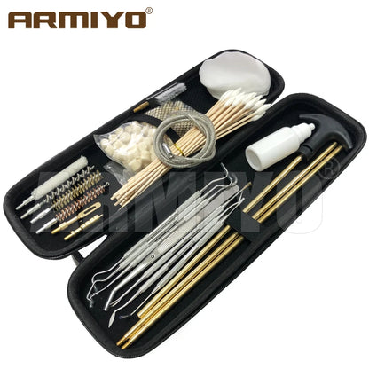 Armiyo Tactical .22/.30/.38 Caliber 12GA Hose Pipeline Dirt Carbon Deposit Cleaning Brush Patch Wool Pad Kit 720mm Rod Hunting