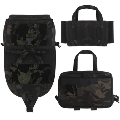 POSEIDON DEFENSE Scarab Backplate Two Pouches Back Bag Removable IFAK First AID Pouch Compatible With Molle Vest Plate Carrier