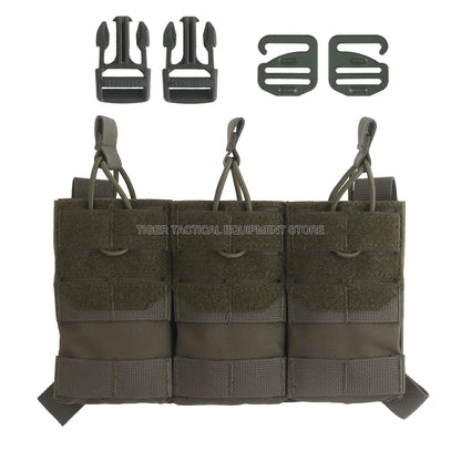 K Style Tactical Triple Magazine Pouch AR15 M4 5.56 Ag 3 Mag Pouch for Hunting Airsoft Molle Plate Carrier Placard Front Panel